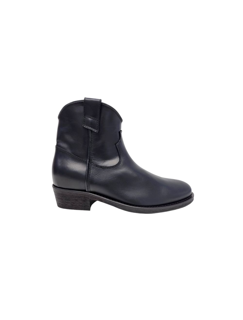 Tronchetto texano zip pelle nera 1476