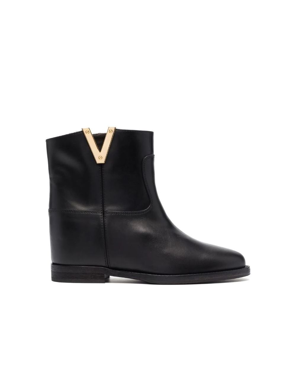 Tronchetto V oro pelle nera 2576
