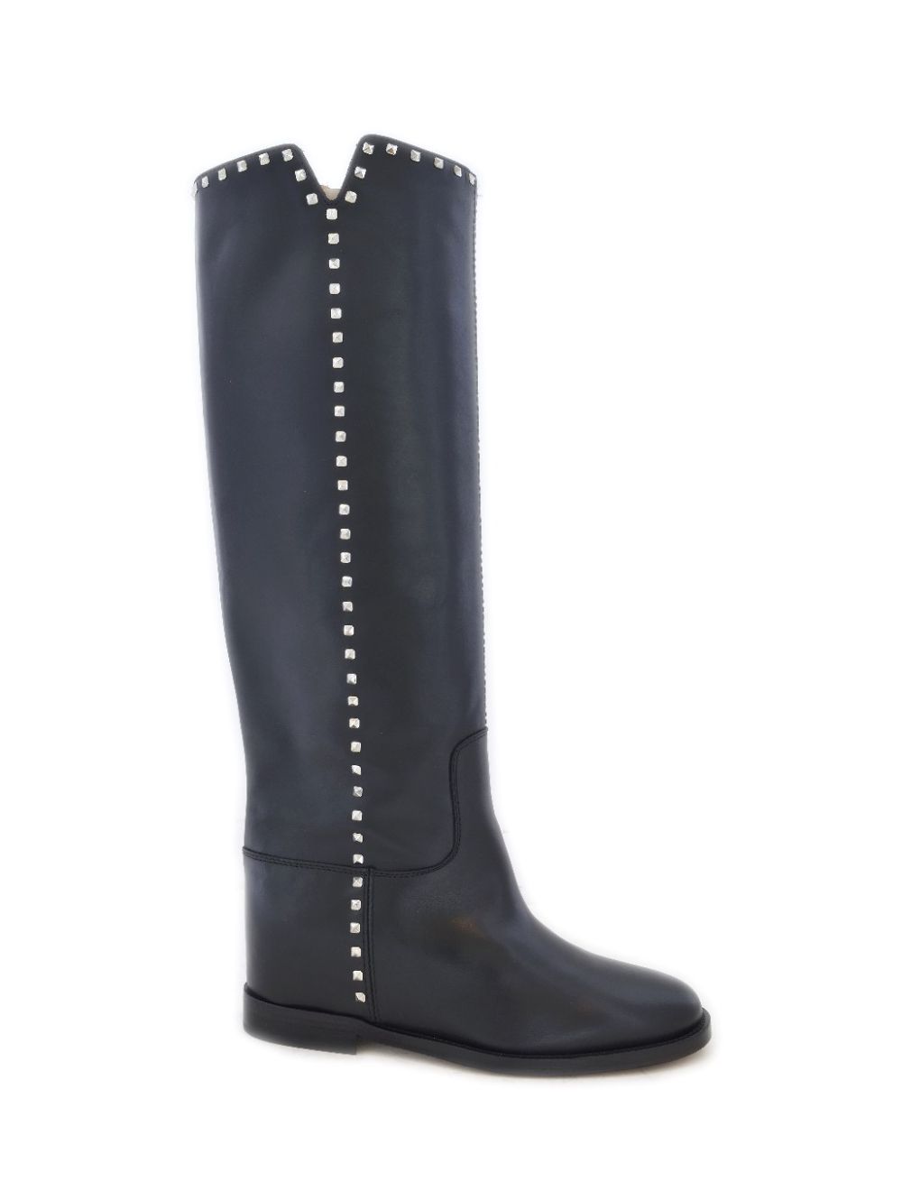 Stivale pelle nera + borchie argento lato 3844