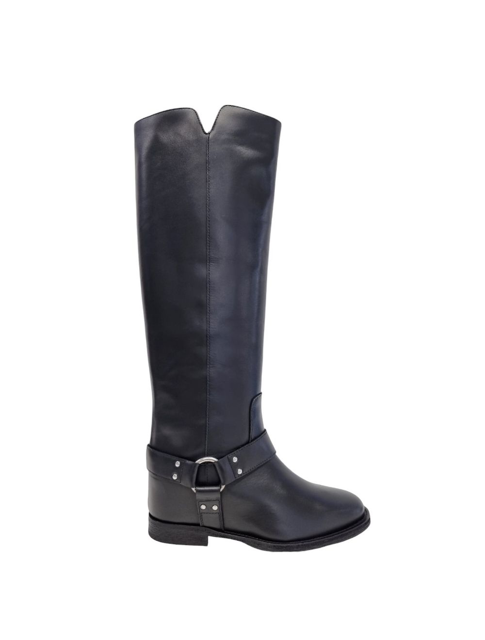 Stivale in pelle nera con accessorio 4203