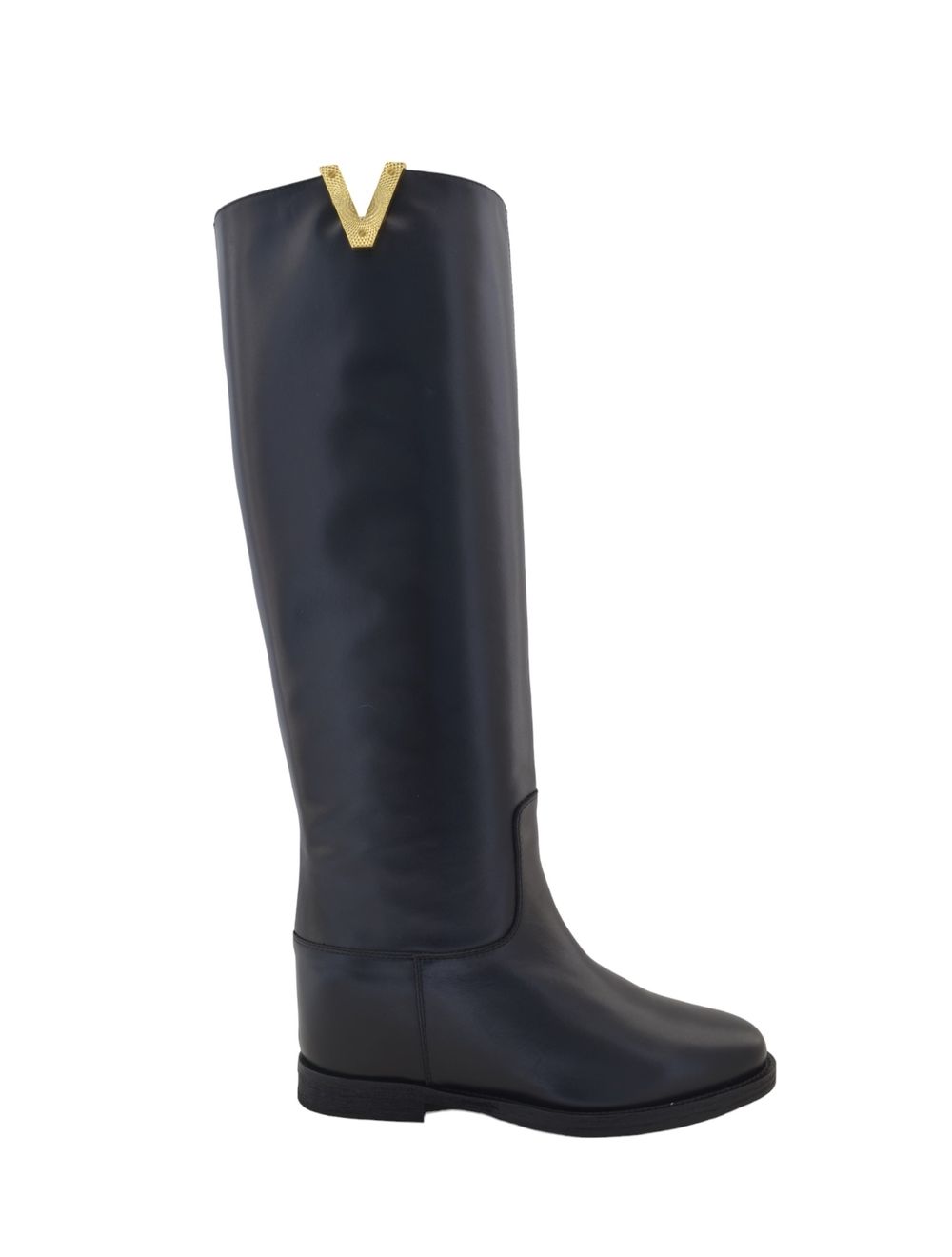 Stivale V diamantata oro 4248 pelle nera