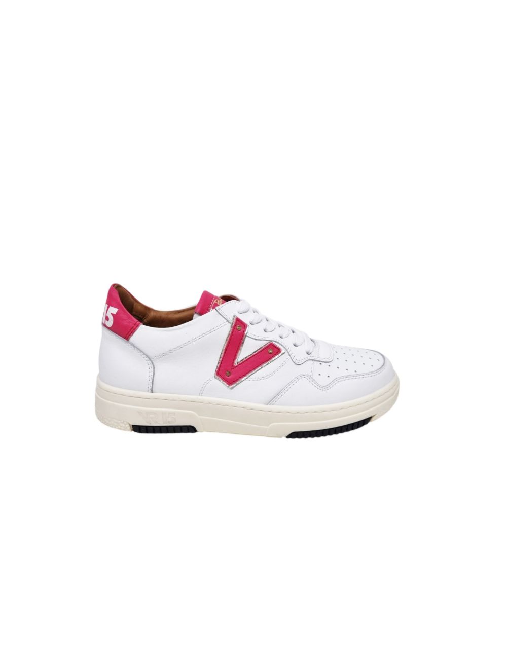 Sneakers in pelle bianca+fuxia+ V 4350 combo34