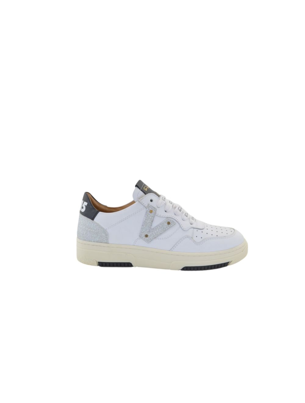 Sneakers in pelle bianca+argento V 4350 combo 29