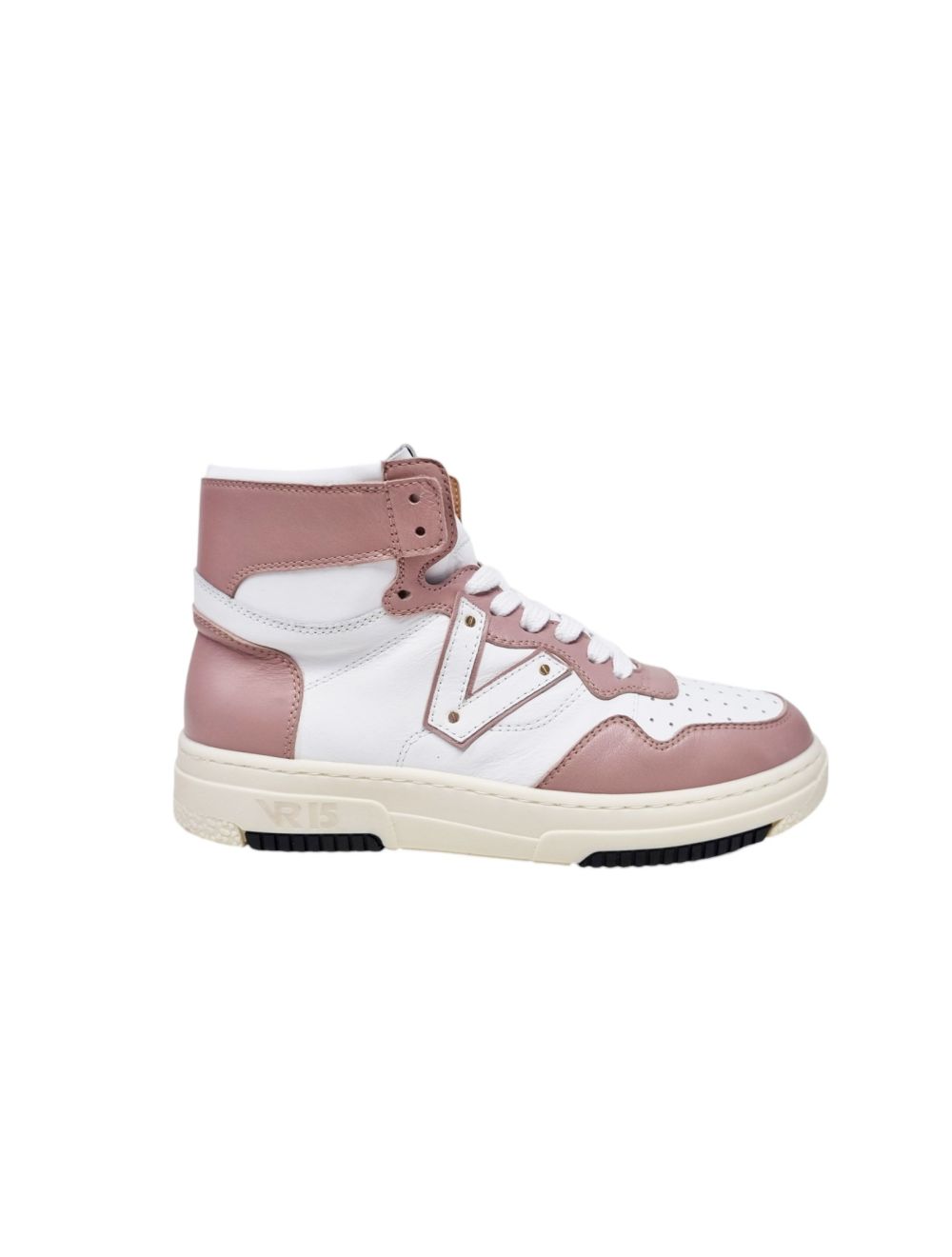 Sneakers alta in pelle bianca+rosa+ V 4361 combo 36
