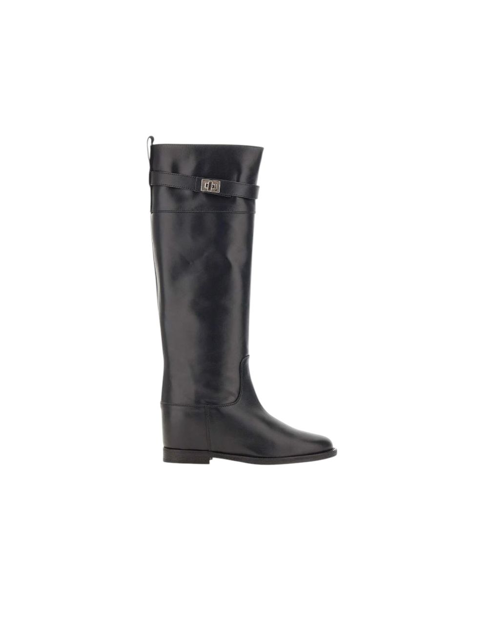 Stivale in pelle nera con lucchetto ARGENTO 4471