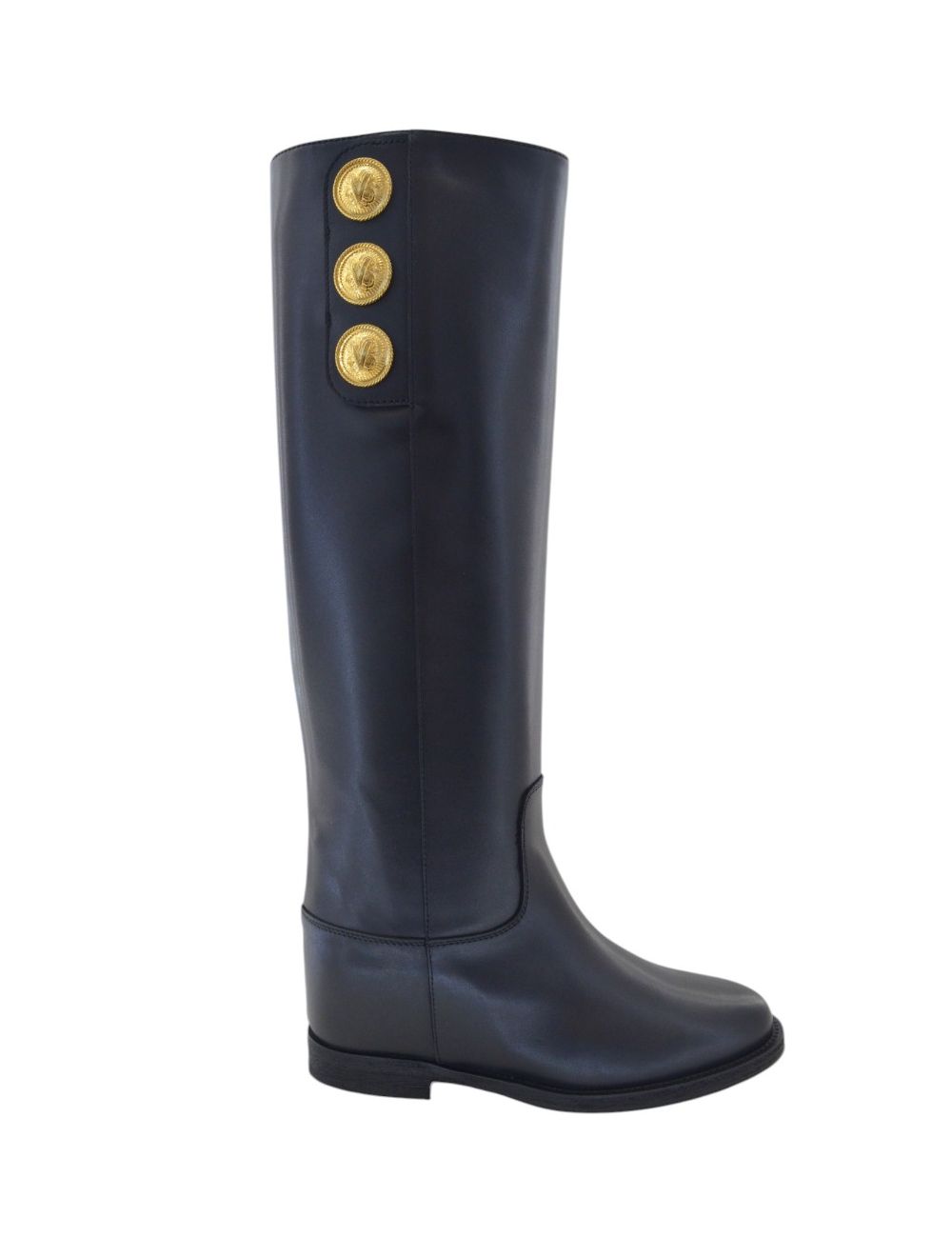 Stivale borchie oro pelle nera 4482